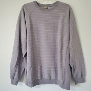 SCANDIA Woods Gray Pullover Sweatshirt Ribbed Detail Striped Mens Large